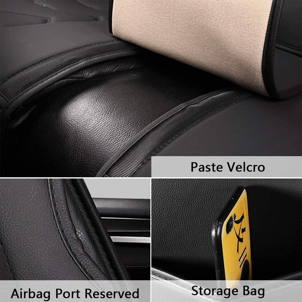 2 Leather Car Seat Covers 5 Seats Full Set, Custom for Fit Sedan SUV Truck Vans Leatherette Automotive Seat Cushion Protector Universal Fit