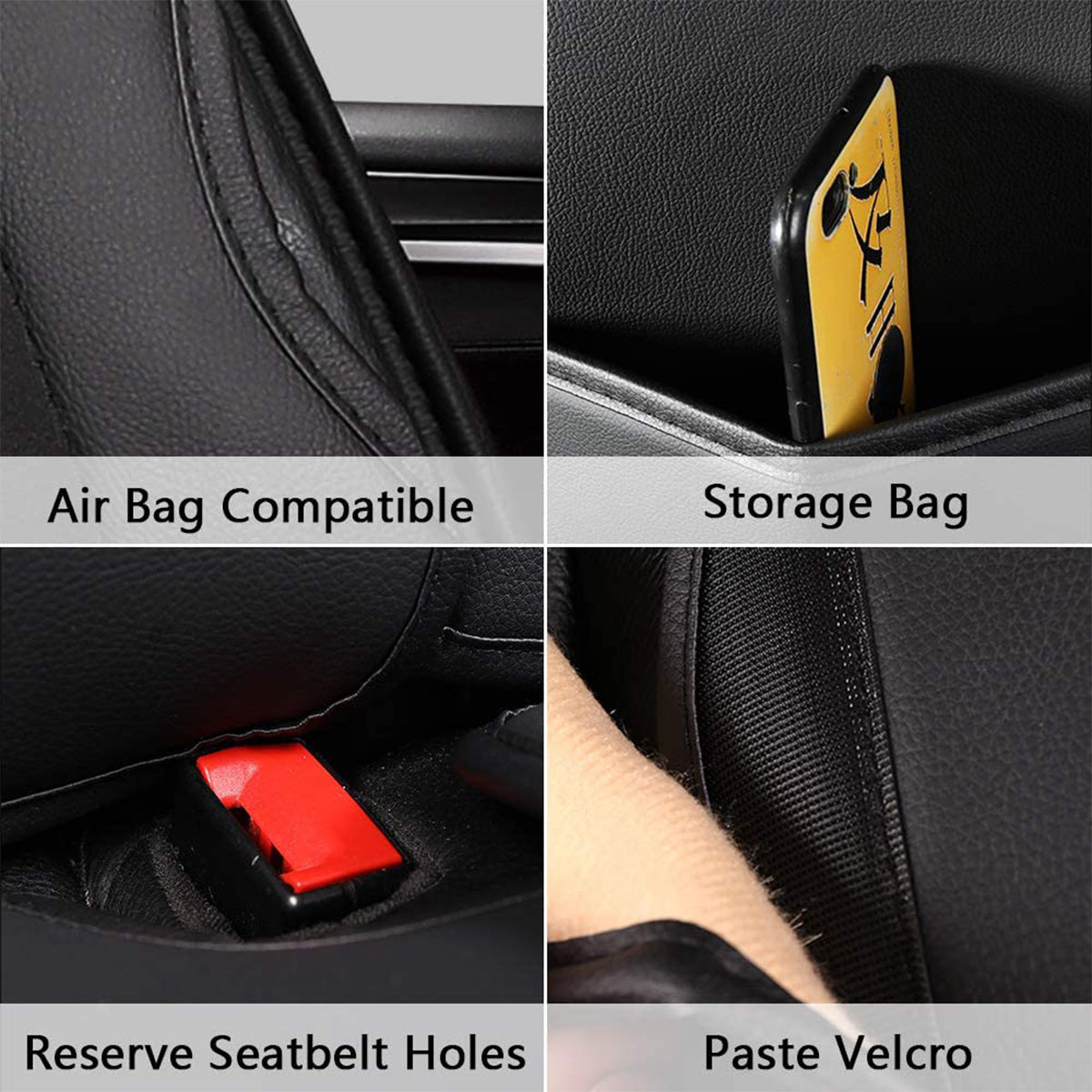 2 Leather Car Seat Covers 5 Seats Full Set, Custom for Fit Sedan SUV Truck Vans Leatherette Automotive Seat Cushion Protector Universal Fit