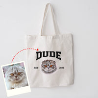 Thumbnail for Custom Embroidered Pet From Your Photo Canvas Tote, Personalized Cat Tote Bag, Pet Name Tote, Cat Mom Gift, Cat Lover Gift 33