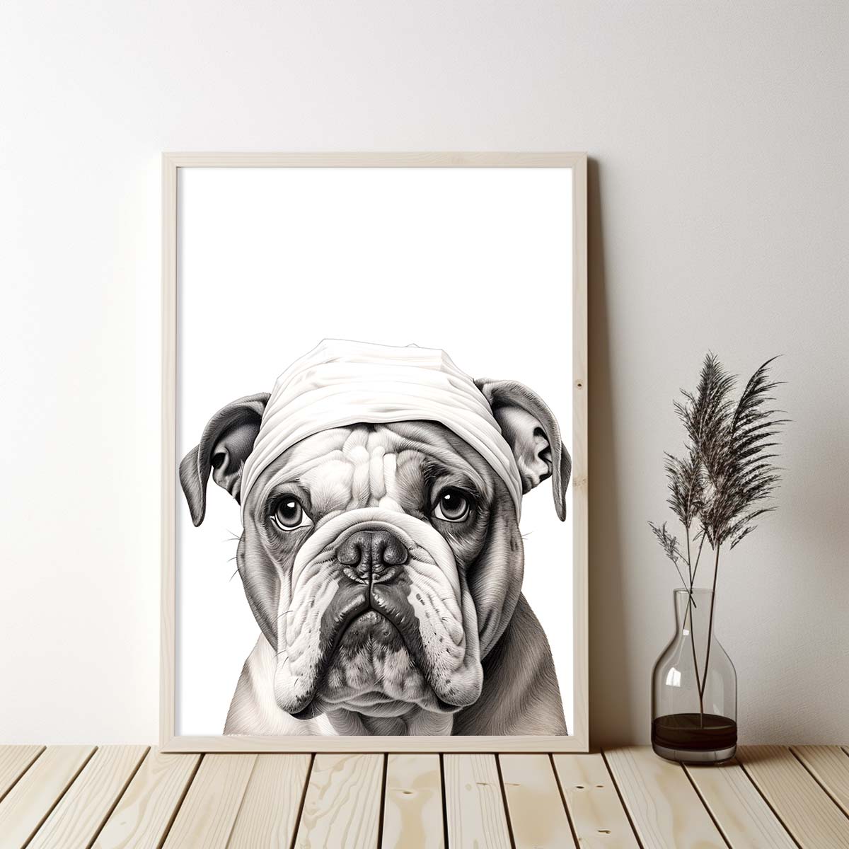 Bulldog With Toilet Paper Canvas Art, Bulldog With Toilet Paper, Funny Dog Art, Bathroom Wall Decor, Home Decor, Bathroom Wall Art, Dog Wall Decor, Animal Decor, Pet Gift