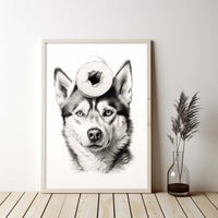 Thumbnail for Husky With Toilet Paper, Canvas Or Poster, Funny Dog Art, Bathroom Wall Decor, Home Decor, Bathroom Wall Art, Dog Wall Decor, Animal Decor, Pet Gift, Pet Illustration, Digital Download