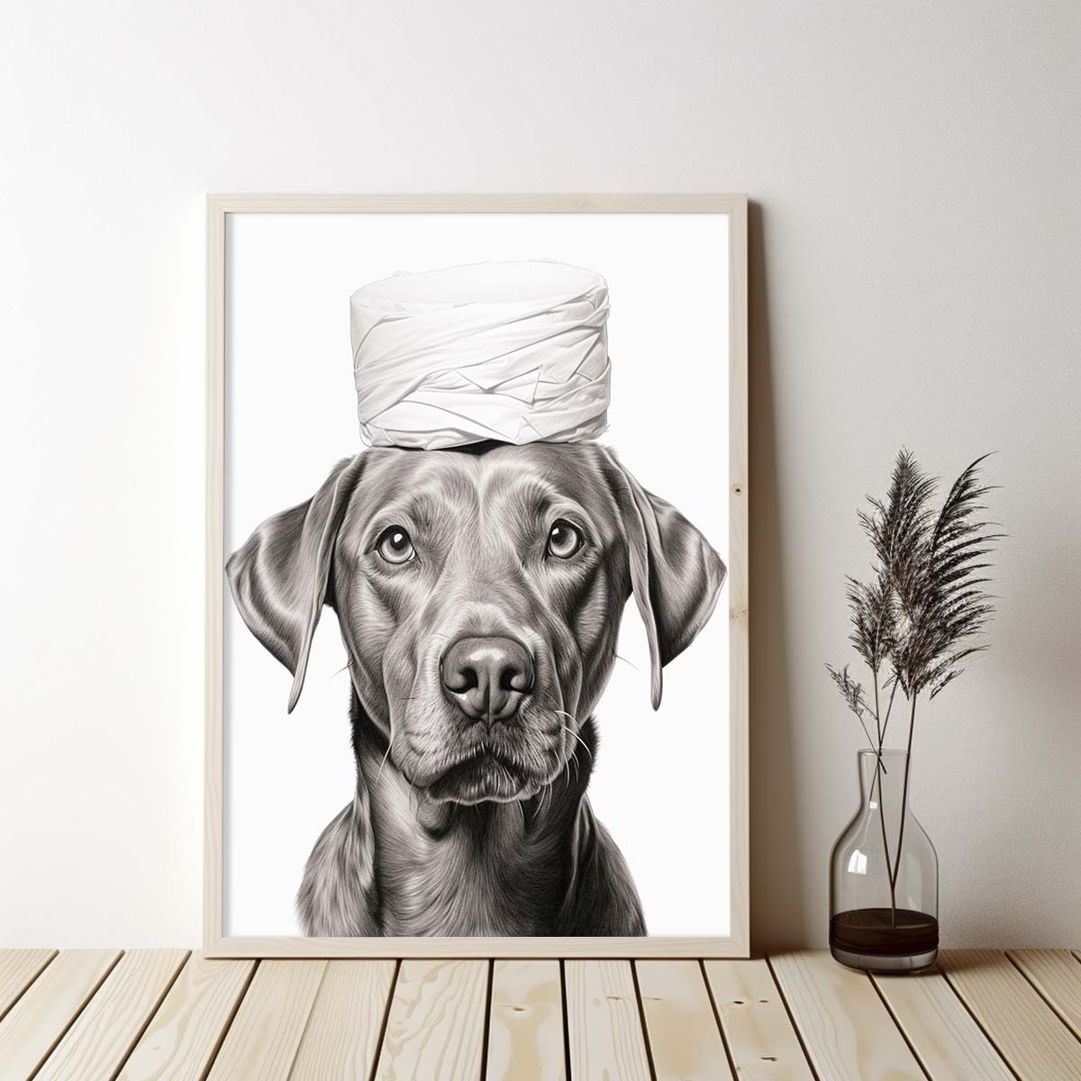 Retriever Dog With Toilet Paper Canvas Art, Retriever Dog With Toilet Paper, Funny Dog Art, Bathroom Wall Decor, Home Decor, Bathroom Wall Art, Dog Wall Decor, Animal Decor, Pet Gift