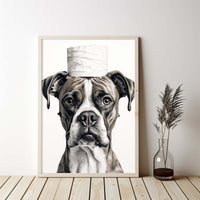 Thumbnail for Boxer Dog With Toilet Paper Canvas Art, Boxer Dog With Toilet Paper, Funny Dog Art, Bathroom Wall Decor, Home Decor, Bathroom Wall Art, Dog Wall Decor, Animal Decor, Pet Gift