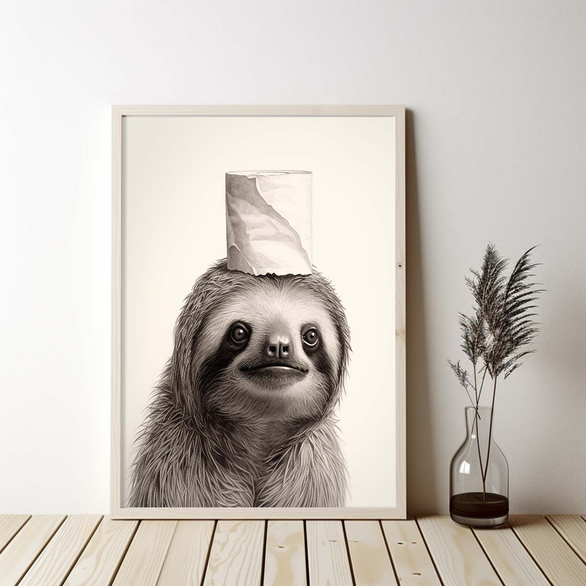 Sloth 02 With Toilet Paper Canvas Art, Sloth With Toilet Paper, Funny Sloth Art, Bathroom Wall Decor, Home Decor, Bathroom Wall Art, Animal Wall Decor, Animal Decor, Animal Gift