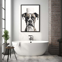 Thumbnail for Boxer With Toilet Paper, Canvas Or Poster, Funny Dog Art, Bathroom Wall Decor, Home Decor, Bathroom Wall Art, Dog Wall Decor, Animal Decor, Pet Gift, Pet Illustration, Digital Download