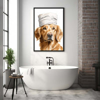 Thumbnail for Golden Retriever Dog With Toilet Paper Canvas Art, Golden Retriever Dog With Toilet Paper, Funny Dog Art, Bathroom Wall Decor, Home Decor, Bathroom Wall Art, Dog Wall Decor, Animal Decor, Pet Gift