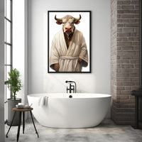 Thumbnail for Highland Cow In Bathrobe, Cow Bathroom Decor, Canvas Wall Art, Funny Animals Wall Art, Funny Bathroom Wall Decor, Print Minimalist Modern Farmhouse Art Bathroom Wall Decor