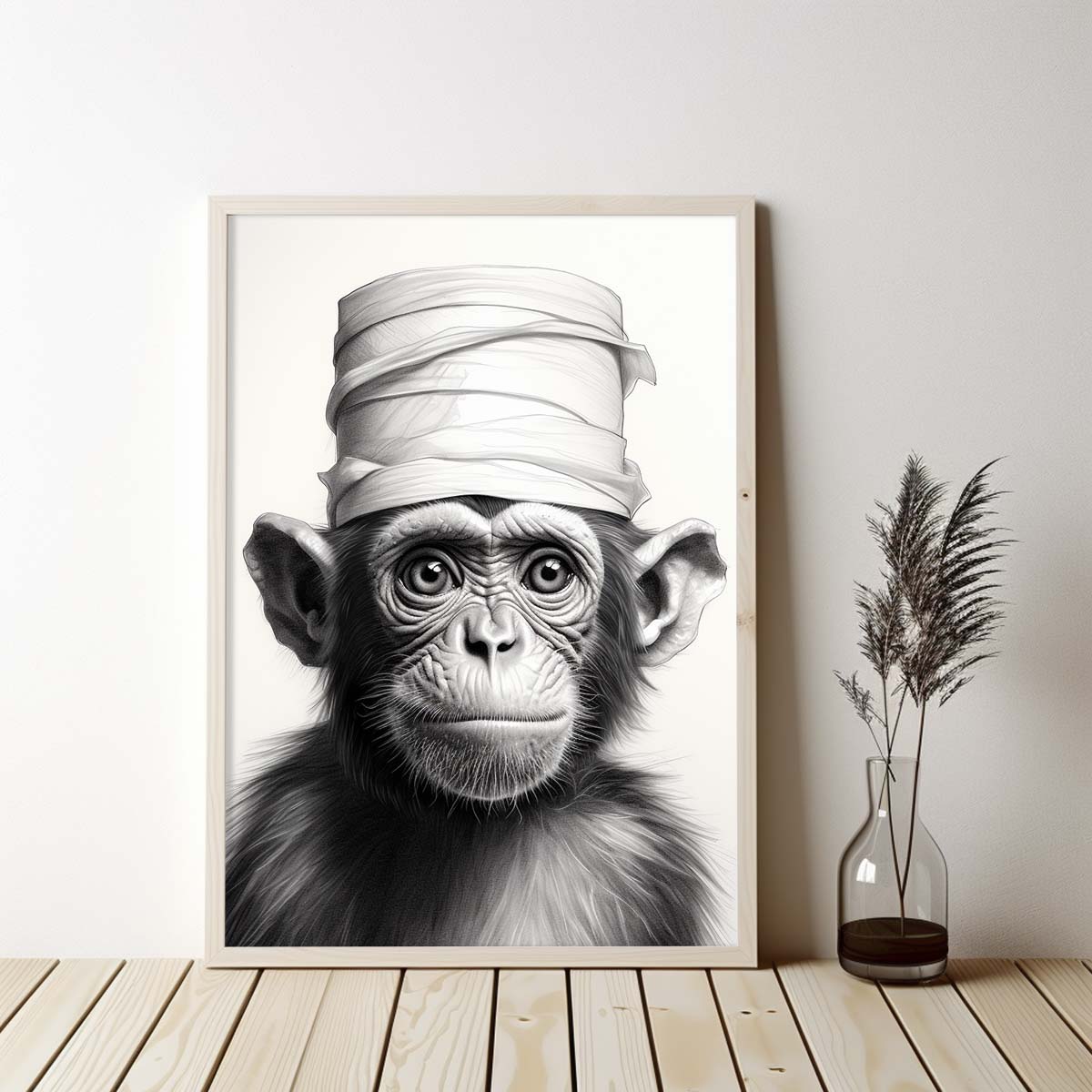 Cute Monkey With Toilet Paper, Canvas Or Poster, Funny Monkey Art, Bathroom Wall Decor, Home Decor, Bathroom Wall Art, Monkey Wall Decor, Animal Decor, Animal Gift, Animal Illustration, Digital Download