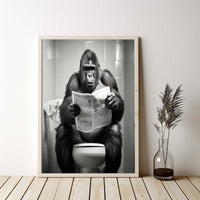 Thumbnail for Gorilla 01 Sitting on the Toilet Reading a Newspaper, Canvas Wall Art, Funny Animals Wall Art, Funny Bathroom Wall Decor, Print Minimalist Modern Farmhouse Art Bathroom Wall Decor