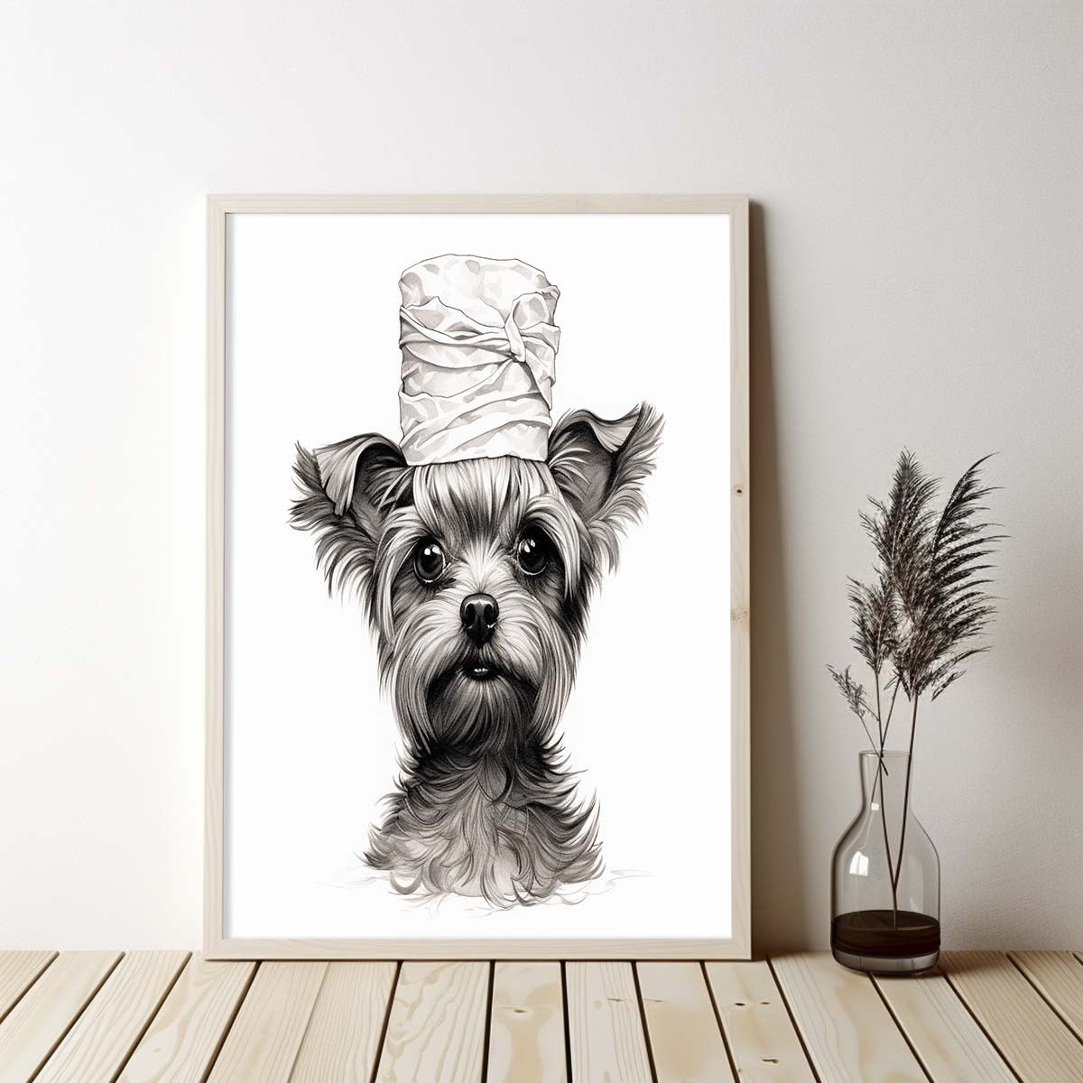 Yorkshire Terrier 02 With Toilet Paper Canvas Art, Yorkshire Terrier With Toilet Paper, Funny Dog Art, Bathroom Wall Decor, Home Decor, Bathroom Wall Art, Dog Wall Decor, Animal Decor, Pet Gift