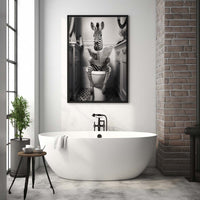 Thumbnail for Zebra Sitting on the Toilet Reading a Newspaper, Canvas Wall Art, Funny Animals Wall Art, Funny Bathroom Wall Decor, Print Minimalist Modern Farmhouse Art Bathroom Wall Decor