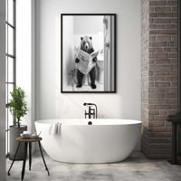 Thumbnail for Bear Sitting on the Toilet Reading a Newspaper, Funny Bathroom Wall Decor, Funny Animal Print, Home Printables, Digital Download