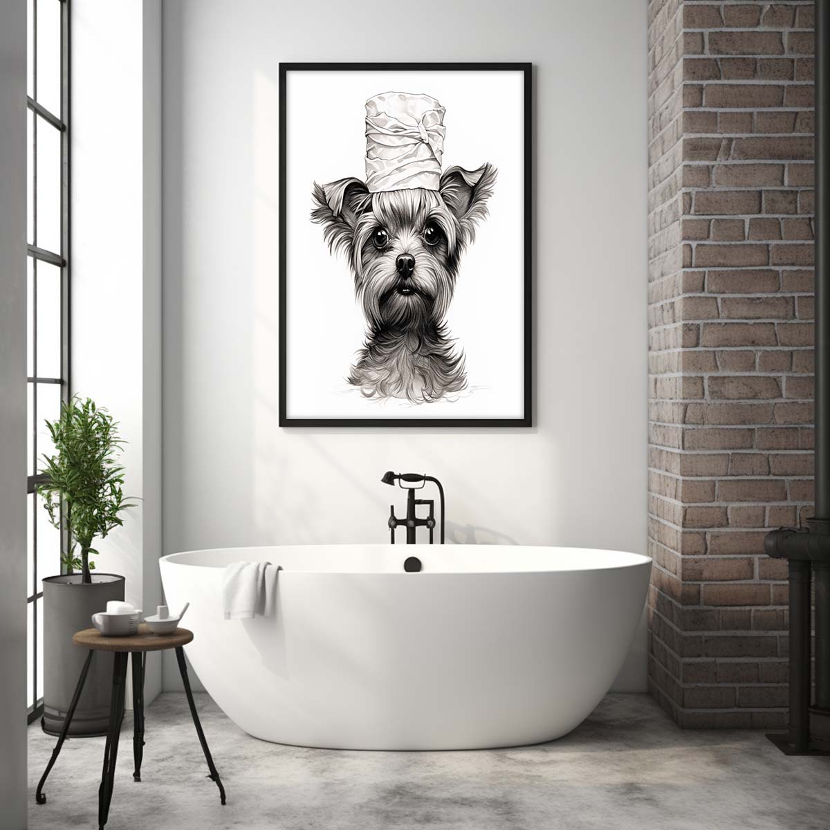 Yorkshire Terrier 02 With Toilet Paper Canvas Art, Yorkshire Terrier With Toilet Paper, Funny Dog Art, Bathroom Wall Decor, Home Decor, Bathroom Wall Art, Dog Wall Decor, Animal Decor, Pet Gift