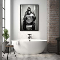 Thumbnail for Gorilla Sitting on the Toilet Reading a Newspaper, Funny Bathroom Wall Decor, Funny Animal Print, Home Printables, Digital Download