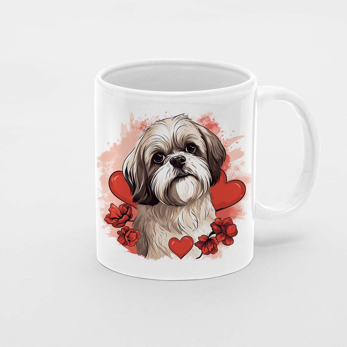 Custom Valentine's Day Dog Mug, Personalized Valentine's Day Gift for Dog Lover, Cute Shih Tzu Love Ceramic Mug, Dog Coffee Mugs, Personalized Pet Mugs, Cute Valentine Puppy Heart Ceramic Mug, Valentines Gift