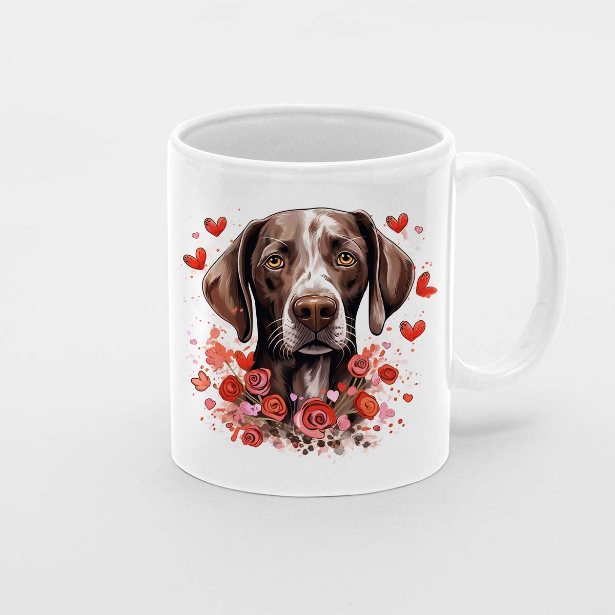 Custom Valentine's Day Dog Mug, Personalized Valentine's Day Gift for Dog Lover, Cute German Shorthaired Love Ceramic Mug, Dog Coffee Mugs, Personalized Pet Mugs, Cute Valentine Puppy Heart Ceramic Mug, Valentines Gift