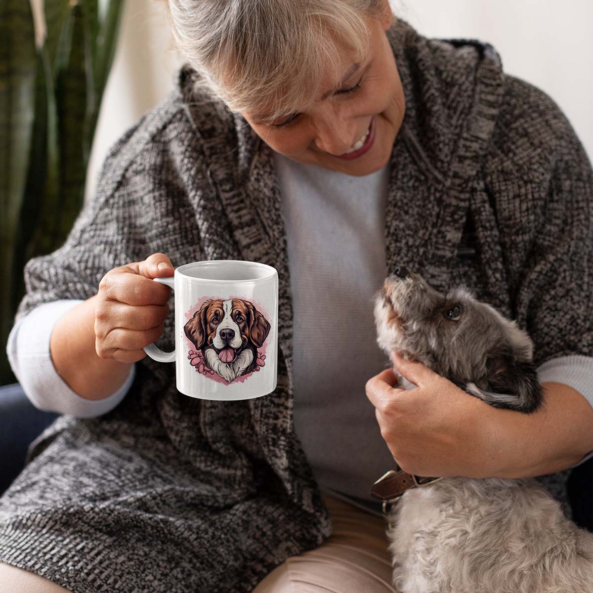 Custom Valentine's Day Dog Mug, Personalized Valentine's Day Gift for Dog Lover, Cute St.Bernard Love Ceramic Mug, Dog Coffee Mugs, Personalized Pet Mugs, Cute Valentine Puppy Heart Ceramic Mug, Valentines Gift