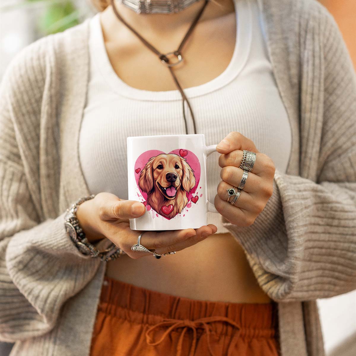Custom Valentine's Day Dog Mug, Personalized Valentine's Day Gift for Dog Lover, Cute Golden Retriver Love Ceramic Mug, Dog Coffee Mugs, Personalized Pet Mugs, Cute Valentine Puppy Heart Ceramic Mug, Valentines Gift