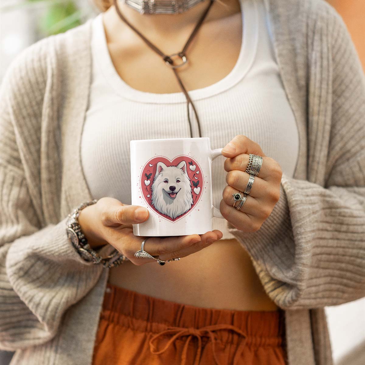 Custom Valentine's Day Dog Mug, Personalized Valentine's Day Gift for Dog Lover, Cute Samoyed Love Ceramic Mug, Dog Coffee Mugs, Personalized Pet Mugs, Cute Valentine Puppy Heart Ceramic Mug, Valentines Gift