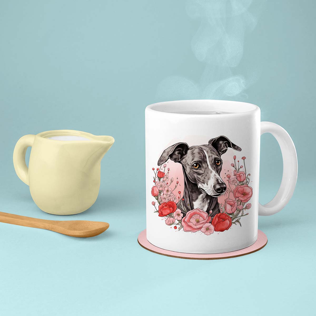 Custom Valentine's Day Dog Mug, Personalized Valentine's Day Gift for Dog Lover, Cute Greyhound Love Ceramic Mug, Dog Coffee Mugs, Personalized Pet Mugs, Cute Valentine Puppy Heart Ceramic Mug, Valentines Gift