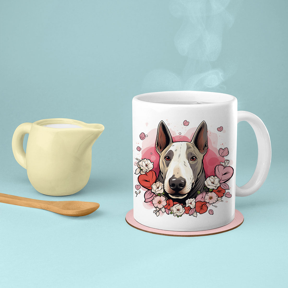 Custom Valentine's Day Dog Mug, Personalized Valentine's Day Gift for Dog Lover, Cute Bull Terrier Love Ceramic Mug, Dog Coffee Mugs, Personalized Pet Mugs, Cute Valentine Puppy Heart Ceramic Mug, Valentines Gift
