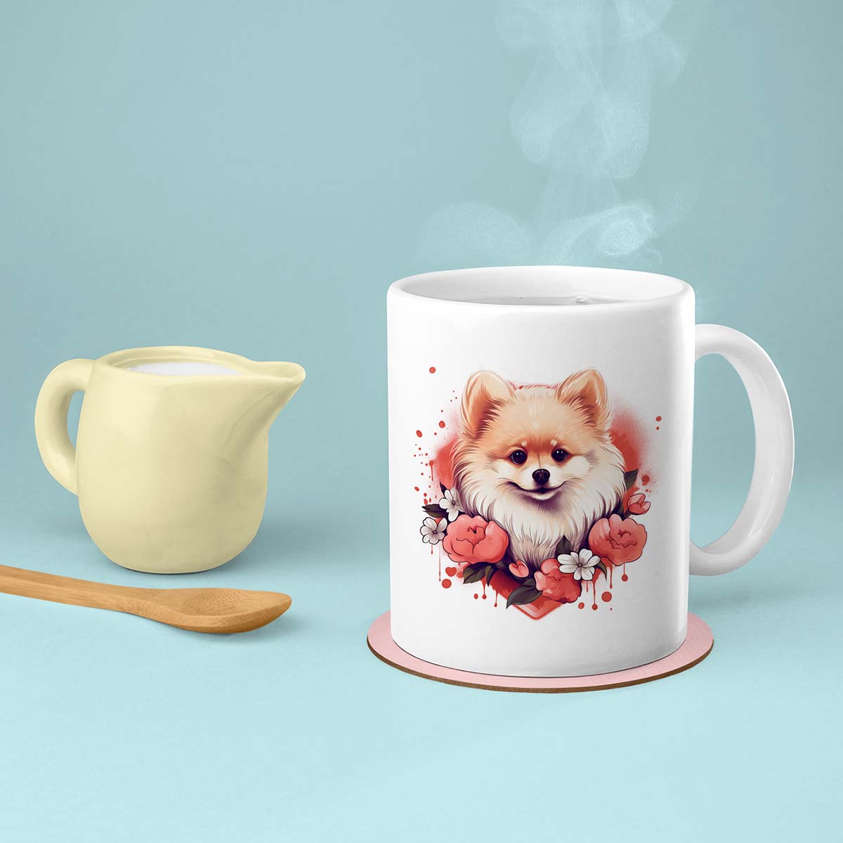 Custom Valentine's Day Dog Mug, Personalized Valentine's Day Gift for Dog Lover, Cute Pomeranian Love Ceramic Mug, Dog Coffee Mugs, Personalized Pet Mugs, Cute Valentine Puppy Heart Ceramic Mug, Valentines Gift