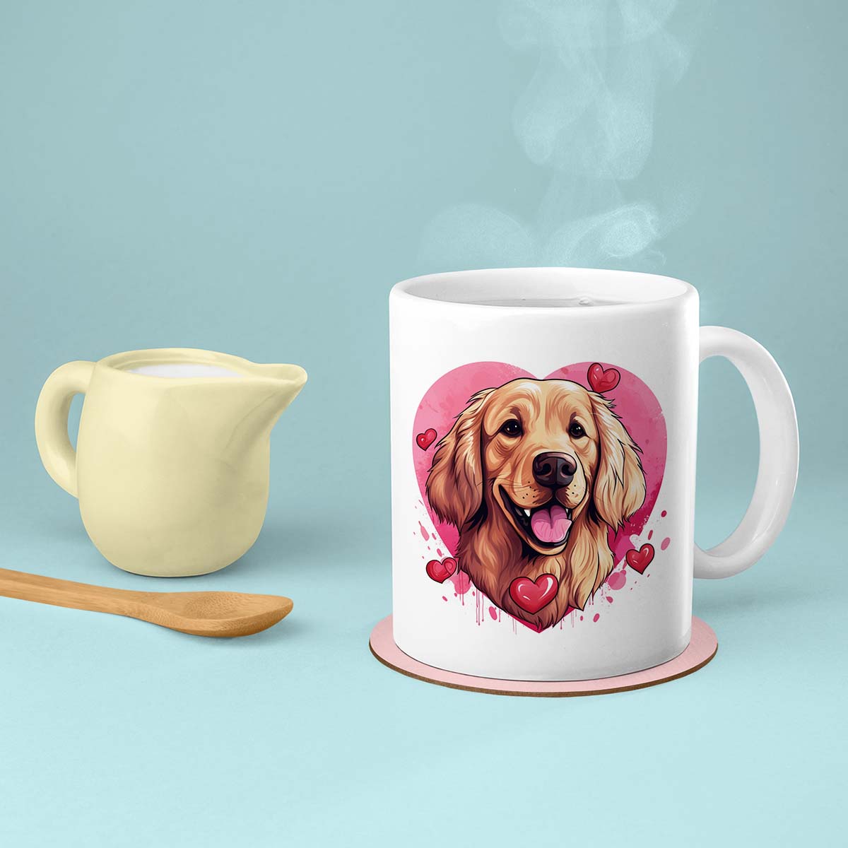 Custom Valentine's Day Dog Mug, Personalized Valentine's Day Gift for Dog Lover, Cute Golden Retriver Love Ceramic Mug, Dog Coffee Mugs, Personalized Pet Mugs, Cute Valentine Puppy Heart Ceramic Mug, Valentines Gift