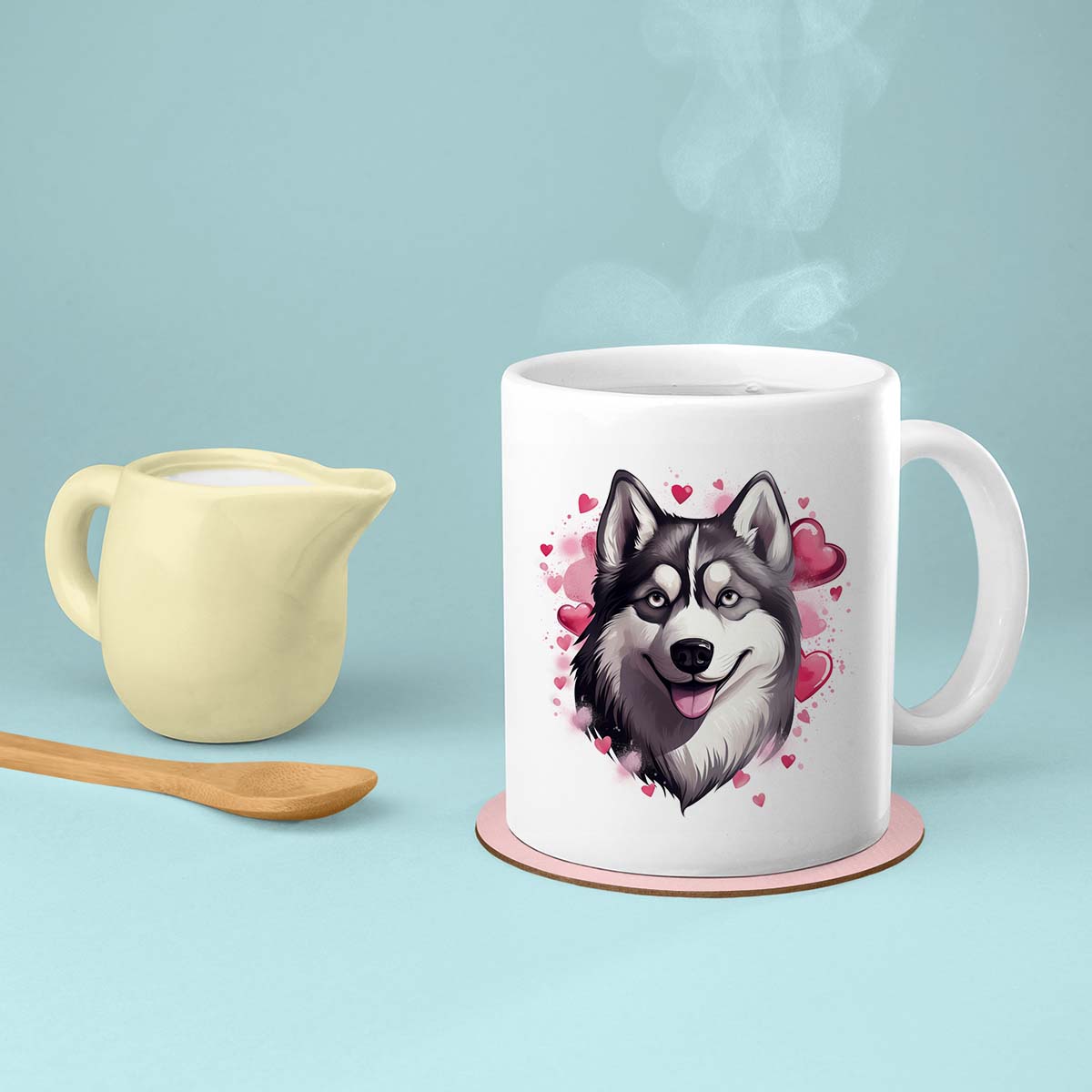 Custom Valentine's Day Dog Mug, Personalized Valentine's Day Gift for Dog Lover, Cute Siberian Husky Love Ceramic Mug, Dog Coffee Mugs, Personalized Pet Mugs, Cute Valentine Puppy Heart Ceramic Mug, Valentines Gift