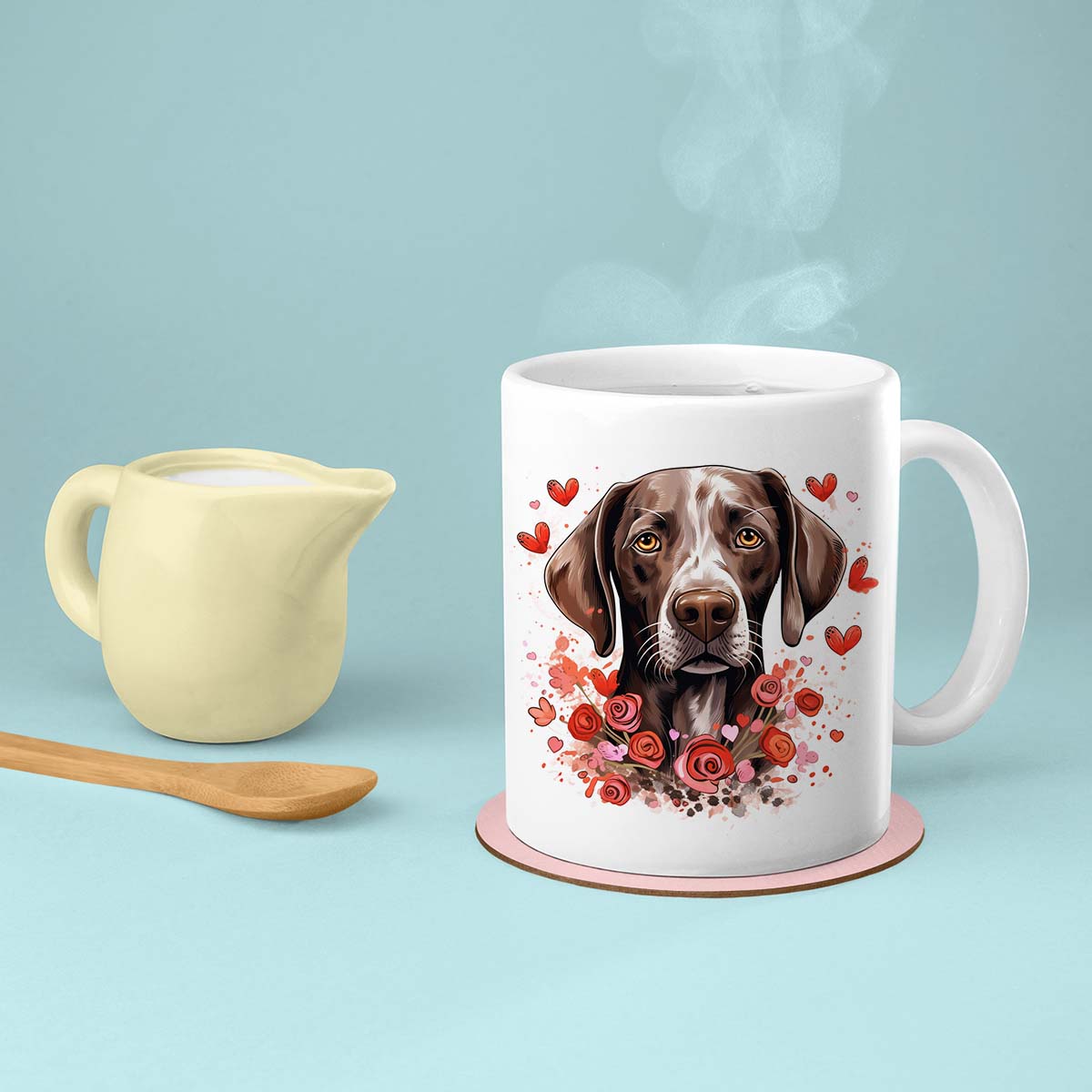 Custom Valentine's Day Dog Mug, Personalized Valentine's Day Gift for Dog Lover, Cute German Shorthaired Love Ceramic Mug, Dog Coffee Mugs, Personalized Pet Mugs, Cute Valentine Puppy Heart Ceramic Mug, Valentines Gift
