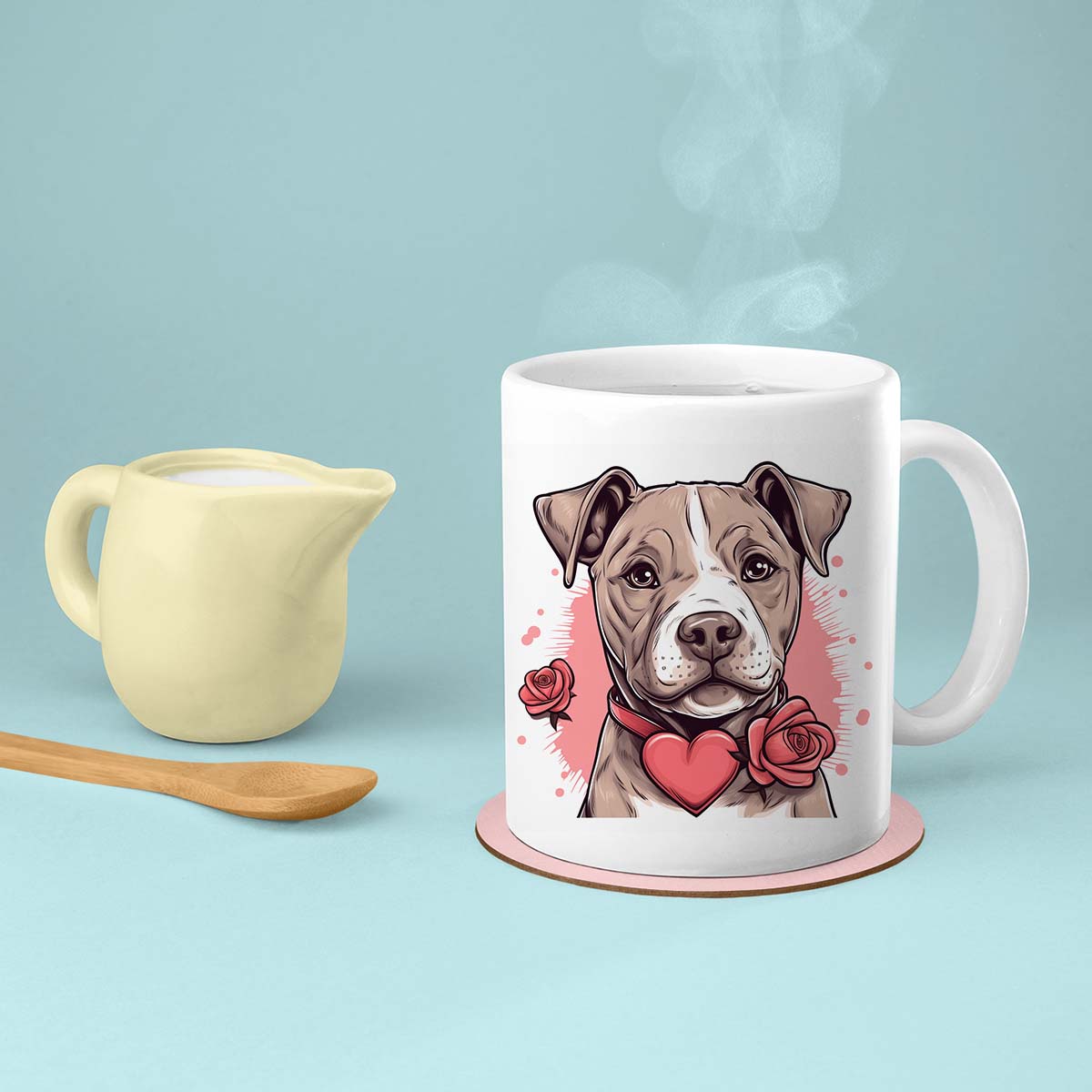 Custom Valentine's Day Dog Mug, Personalized Valentine's Day Gift for Dog Lover, Cute Pit Pull Love Ceramic Mug, Dog Coffee Mugs, Personalized Pet Mugs, Cute Valentine Puppy Heart Ceramic Mug, Valentines Gift