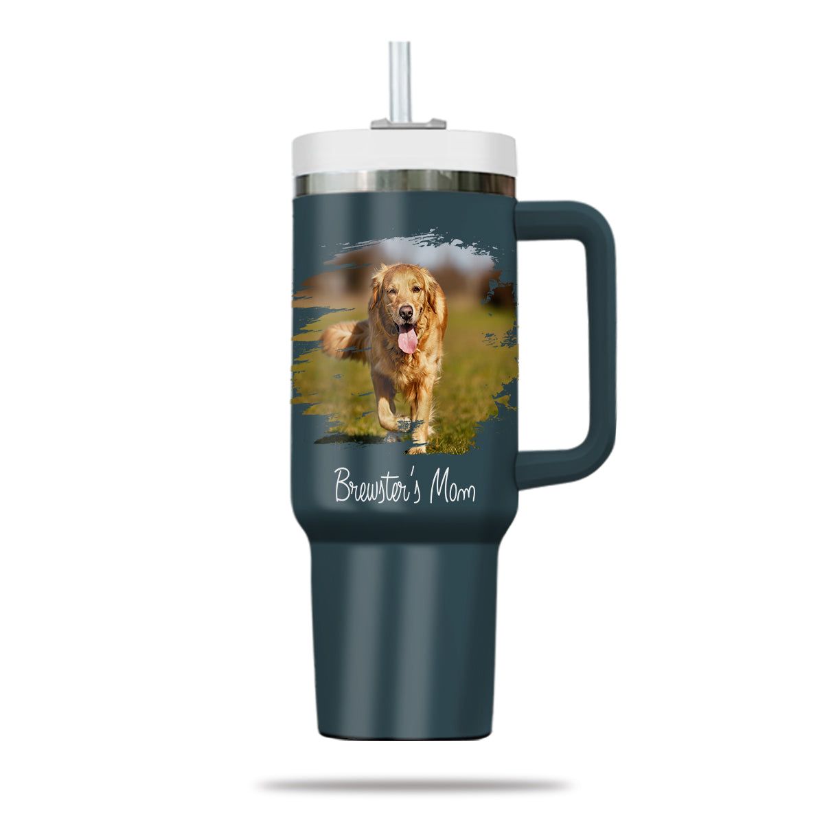 Custom Pet Photo Tumbler 40oz With Handle, Dog Photo Tumbler, Puppies Tumbler with Straw, Dog Lover Tumbler, Favorite Pet Tumbler, Stainless Steel Tumbler, Insulated Tumbler, Pet Photo Gift with Custom Pet Image 02