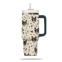 Thumbnail for Cute Chihuahua Tumbler 40oz With Handle, Chihuahua Pattern 40oz Tumbler, Dog Paw Photo Tumbler with Straw, Dog Lover Tumbler, Stainless Steel Tumbler, Insulated Tumbler