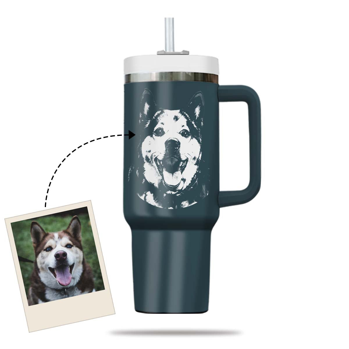 Custom Pet Photo Tumbler 40oz With Handle, Dog Photo Tumbler, Puppies Tumbler with Straw, Dog Lover Tumbler, Favorite Pet Tumbler, Stainless Steel Tumbler, Insulated Tumbler, Pet Photo Gift with Custom Pet Image 08