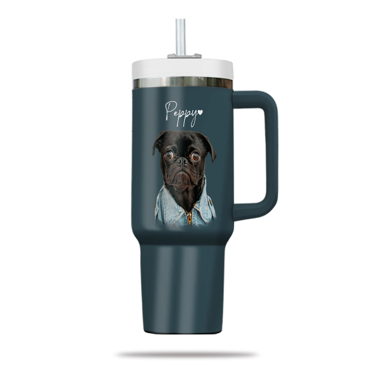 Custom Pet Photo Tumbler 40oz With Handle, Dog Photo Tumbler, Puppies Tumbler with Straw, Dog Lover Tumbler, Favorite Pet Tumbler, Stainless Steel Tumbler, Insulated Tumbler, Pet Photo Gift with Custom Pet Image 03