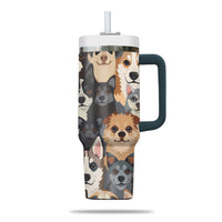 Thumbnail for Cute Dog Tumbler 40oz With Handle, Dog Face Pattern 40oz Tumbler, Puppies Tumbler with Straw, Dog Lover Tumbler, Stainless Steel Tumbler, Insulated Tumbler 05