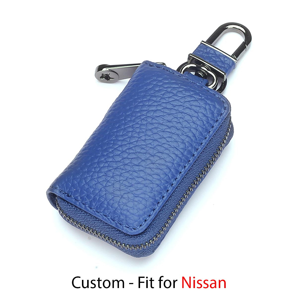 Car Key Cover, Custom For Your Cars, Genuine Leather Car Smart Key Chain Coin Holder Metal Hook and Keyring Wallet Zipper Bag, Car Accessories NS13989