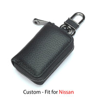 Thumbnail for Car Key Cover, Custom For Your Cars, Genuine Leather Car Smart Key Chain Coin Holder Metal Hook and Keyring Wallet Zipper Bag, Car Accessories NS13989