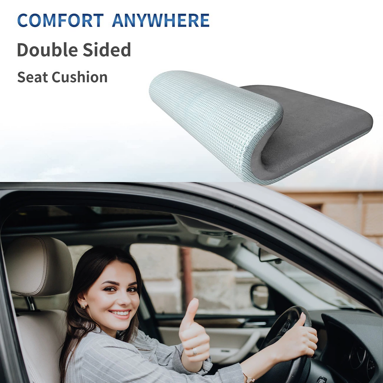 Car Seat Cushion, Custom fit for Cars, Car Memory Foam Seat Cushion, Heightening Seat Cushion, Seat Cushion for Car and Office Chair