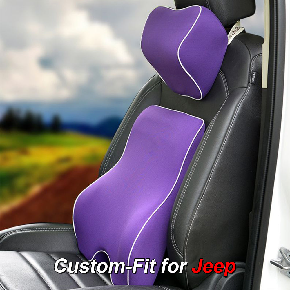 Lumbar Support Cushion for Car and Headrest Neck Pillow Kit, Custom For Your Cars, Ergonomically Design for Car Seat, Car Accessories JE13983