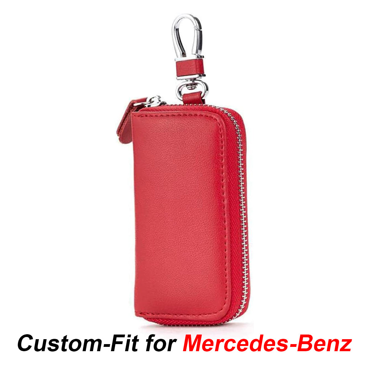 Car Key Cover, Custom For Your Cars, Genuine Leather Car Smart Key Chain Coin Holder Metal Hook and Keyring Wallet Zipper Bag, Car Accessories MB13989