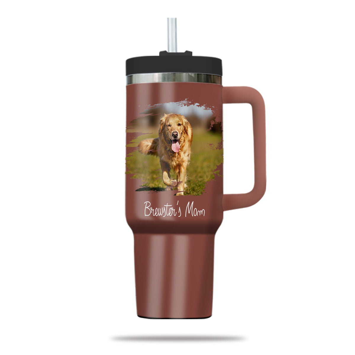 Custom Pet Photo Tumbler 40oz With Handle, Dog Photo Tumbler, Puppies Tumbler with Straw, Dog Lover Tumbler, Favorite Pet Tumbler, Stainless Steel Tumbler, Insulated Tumbler, Pet Photo Gift with Custom Pet Image 02