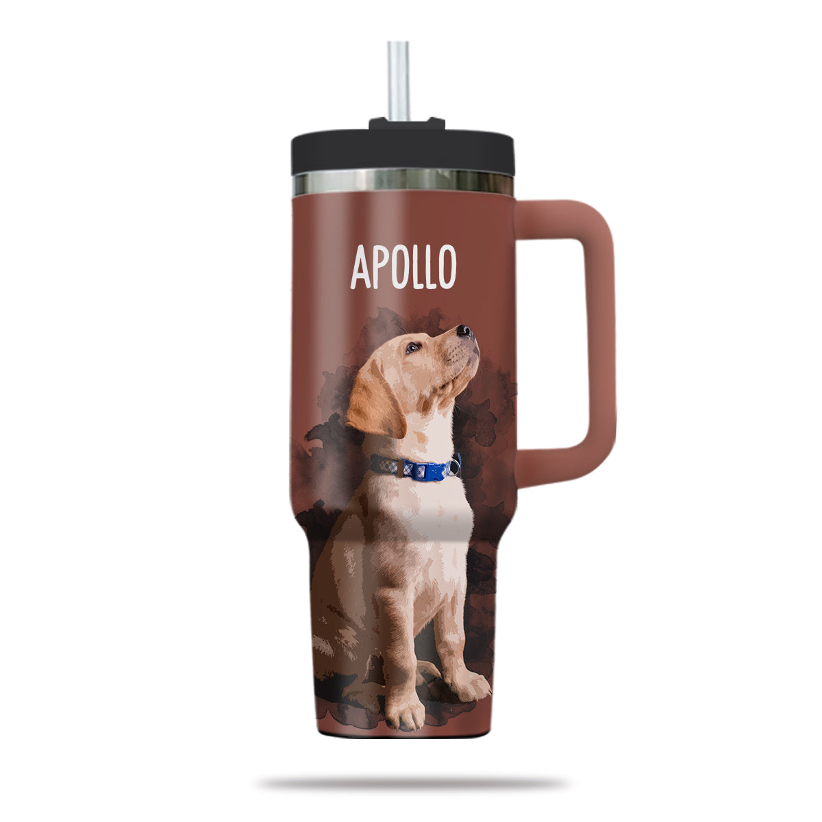 Custom Pet Photo Tumbler 40oz With Handle, Watercolor Pet Portrait From Photo Tumbler, Puppies Tumbler with Straw, Dog Lover Tumbler, Favorite Pet Tumbler, Stainless Steel Tumbler, Insulated Tumbler, Pet Photo Gift with Custom Pet Image 14