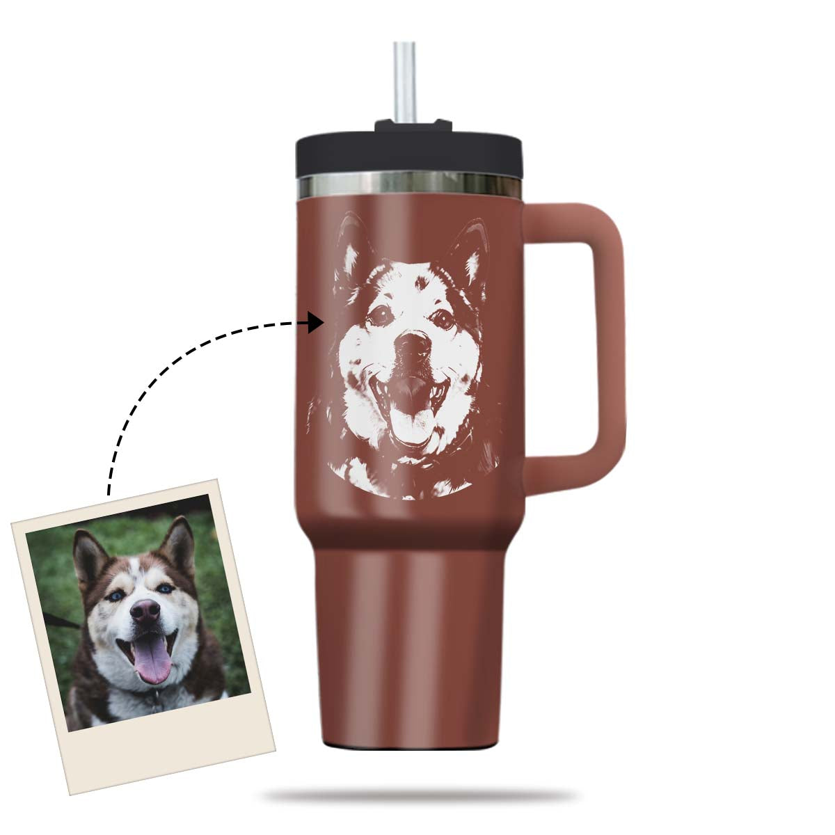 Custom Pet Photo Tumbler 40oz With Handle, Dog Photo Tumbler, Puppies Tumbler with Straw, Dog Lover Tumbler, Favorite Pet Tumbler, Stainless Steel Tumbler, Insulated Tumbler, Pet Photo Gift with Custom Pet Image 08