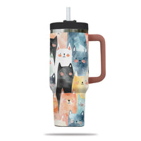 Thumbnail for Cute Cat Tumbler 40oz With Handle, Cat Pattern 40oz Tumbler, Cat Lover Tumbler 40oz, Stainless Steel Tumbler, Insulated Tumbler 19