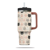 Thumbnail for Cute Cat Tumbler 40oz With Handle, Cat Pattern 40oz Tumbler, Cat Lover Tumbler 40oz, Stainless Steel Tumbler, Insulated Tumbler 11