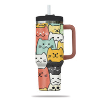 Thumbnail for Cute Cat Tumbler 40oz With Handle, Cat Pattern 40oz Tumbler, Cat Lover Tumbler 40oz, Stainless Steel Tumbler, Insulated Tumbler 26