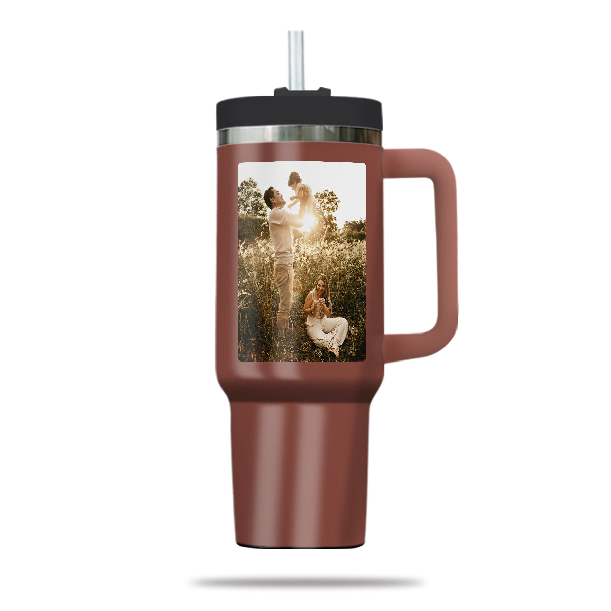 Custom 40oz Tumbler with Photo, Family Photo Tumbler 40oz With Handle, Personalized Photo Gift, Gift for Mother, Gift for Grandma, Stainless Steel Tumbler, Insulated Tumbler 01