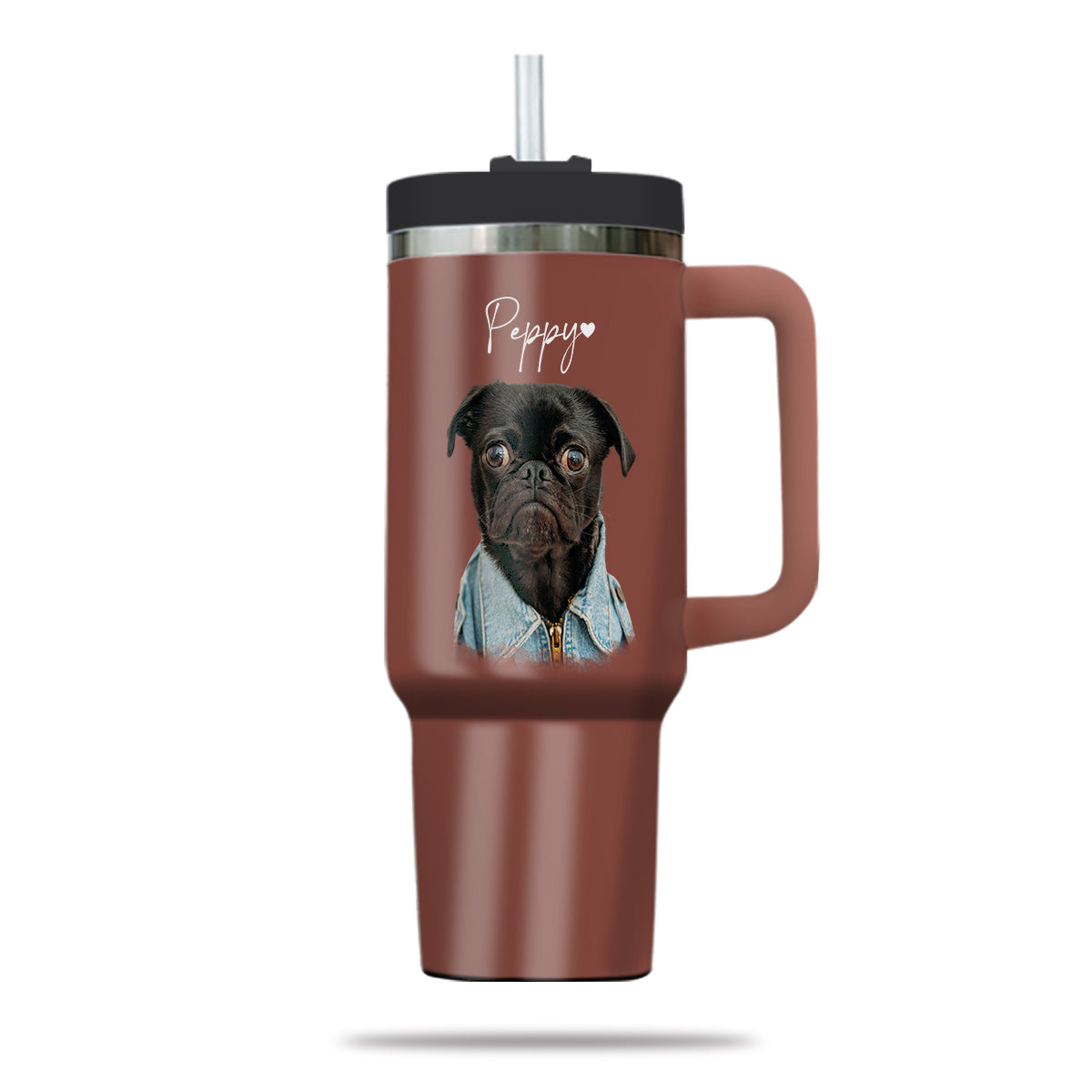 Custom Pet Photo Tumbler 40oz With Handle, Dog Photo Tumbler, Puppies Tumbler with Straw, Dog Lover Tumbler, Favorite Pet Tumbler, Stainless Steel Tumbler, Insulated Tumbler, Pet Photo Gift with Custom Pet Image 03