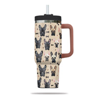 Thumbnail for Cute French Bulldog Tumbler 40oz With Handle, French Bulldog Pattern 40oz Tumbler, Dog Paw Photo Tumbler with Straw, Dog Lover Tumbler, Stainless Steel Tumbler, Insulated Tumbler 01