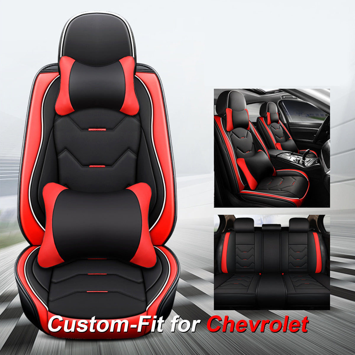 2 Leather Car Seat Covers 5 Seats Full Set, Custom for Fit Sedan SUV Truck Vans Leatherette Automotive Seat Cushion Protector Universal Fit